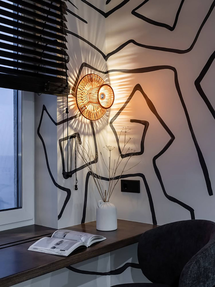Aplique de algodón de mimbre: Lámpara colgante moderna, Decoración única para el hogar